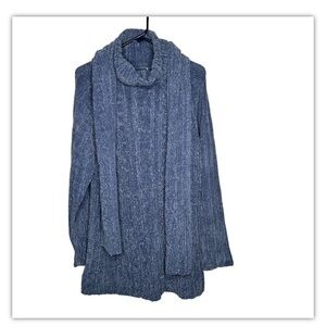 OUTSIDE ADDITIONS WOMEN'S PLUS 1X Blue PurpleCHENILLE SWEATER TOP And Scarf